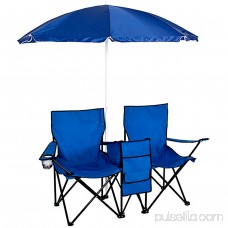 Best Choice Products Picnic Double Folding Chair with Umbrella & Table Cooler